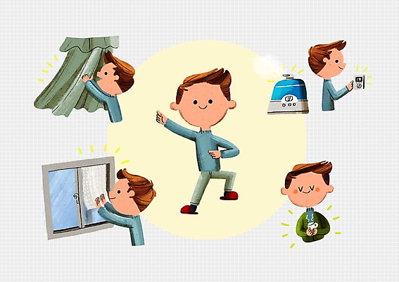 PSD 남자 일러스트 창문 여러명 성인 환경 머그컵 커튼 차 에너지절약 가습기 난방장치 에어캡 국내일러스트 음료 다수 사람 컵 장비 에너지 절약 파일형식