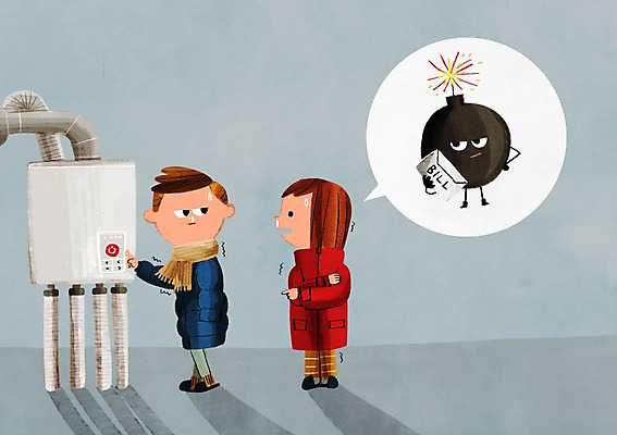 PSD 여자 남자 일러스트 성인 두명 환경 목도리 점퍼 추위 절약 폭탄 에너지절약 계산서 보일러 국내일러스트 잡화 컨셉 사람 외투 에너지 폭발물 파일형식