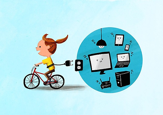 PSD 여자 어린이 일러스트 한명 노트북 스마트폰 컴퓨터 태블릿 환경 자전거 가전제품 콘센트 전기에너지 에너지절약 국내일러스트 1 사람 전자제품 핸드폰 스마트기기 바이크 에너지 절약 파일형식