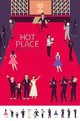 드레스 여자 남자 어린이 일러스트 정장 턱시도 여러명 성인 카메라 공간 배우 트로피 레드카펫 시상식 얼굴없음 국내일러스트 AI파일 옷 다수 사람 전자제품 상_우승 연예인 파일형식 벡터