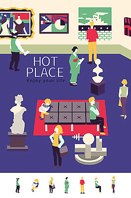 여자 남자 어린이 의자 일러스트 실내 여러명 성인 조각상 공간 미술관 작품 관람 미술감상 국내일러스트 AI파일 가구 다수 미술 사람 내부 조형물 파일형식 벡터