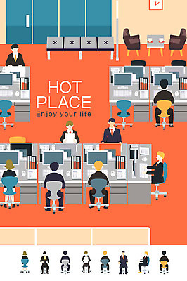 여자 남자 의자 일러스트 탁자 여러명 성인 컴퓨터 사무실 공간 업무 책상 국내일러스트 AI파일 가구 다수 비즈니스 사람 전자제품 작업 파일형식 벡터