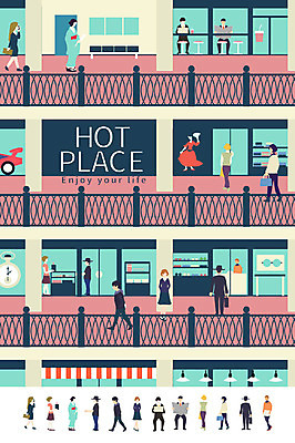 여자 남자 의자 일러스트 조명 여러명 성인 상점 공간 진열장 회중시계 국내일러스트 AI파일 시계 가구 다수 사람 파일형식 벡터