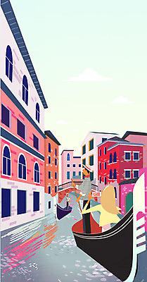 여자 남자 여행 일러스트 성인 건물 세명 강 곤돌라 베네치아 안식처 선박 국내일러스트 AI파일 건축물 수상교통 휴식 사람 이탈리아 파일형식 벡터