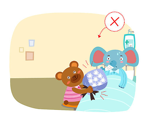 동물 꽃다발 일러스트 곰 코끼리 실내 병원 사람없음 예절 링거 병실 링거걸이 병문안 병원침대 국내일러스트 AI파일 꽃 포유류 의학 의료기기 내부 침대 파일형식 벡터