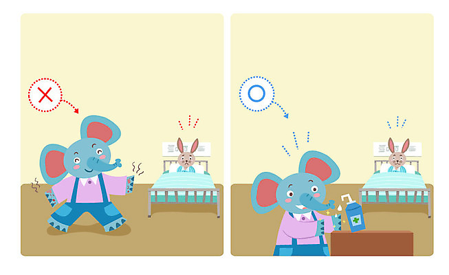 동물 일러스트 코끼리 실내 병원 사람없음 청결 토끼 예절 지저분함 병실 병문안 병원침대 소독제 국내일러스트 AI파일 포유류 의학 내부 반려동물 침대 감각 위생 파일형식 벡터