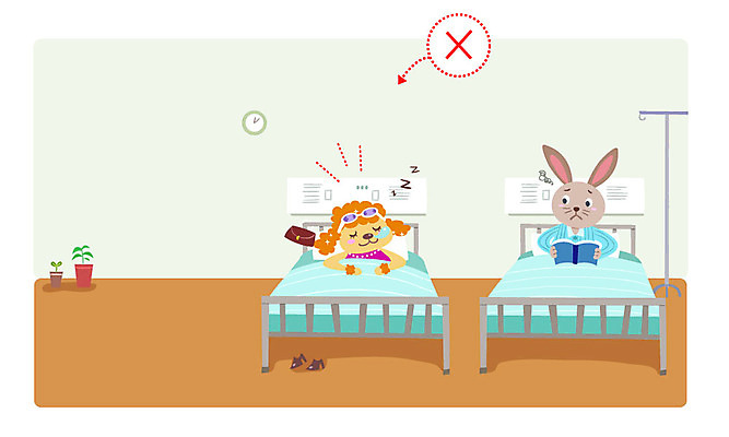 동물 일러스트 실내 병원 사람없음 책 토끼 예절 잠 강아지 병실 링거걸이 병문안 병원침대 국내일러스트 AI파일 포유류 의학 내부 반려동물 침대 개 파일형식 벡터