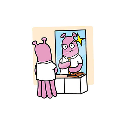 셔츠 서류가방 일러스트 비즈니스 넥타이 사람없음 비즈니스라이프 거울 외계인 직장인 출근준비 몬스터 국내일러스트 AI파일 직업 라이프스타일 잡화 상의 가방 미확인물체 출근 파일형식 벡터