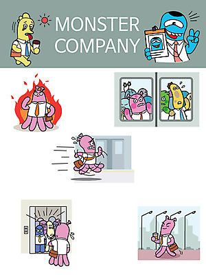 스티커 셔츠 일러스트 비즈니스 넥타이 사람없음 비즈니스라이프 세트 파이팅 외계인 직장인 전철 엘리베이터 지각 가득함 출근 몬스터 국내일러스트 AI파일 직업 라이프스타일 잡화 육상교통 상의 모션 대중교통 미확인물체 출퇴근 파일형식 벡터