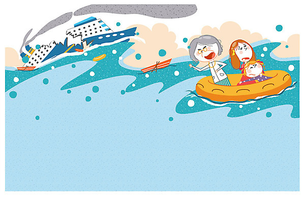 여자 할머니 어린이 바다 일러스트 성인 세명 배 위험 크루즈 사건 구명보트 침몰 프레임일러스트 국내일러스트 AI파일 노년 컨셉 배_교통 과일 프레임 사람 안전장비 파일형식 벡터