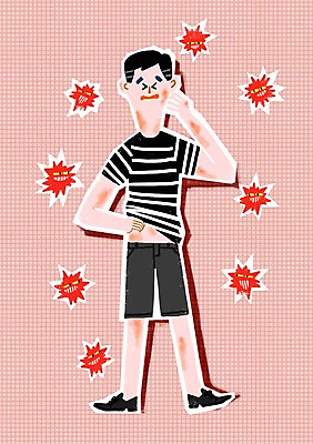 PSD 남자 일러스트 의학 건강 한명 성인 위생 박테리아 아토피 피부병 국내일러스트 1 사람 질병 피부질환 파일형식