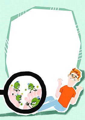 PSD 남자 일러스트 의학 돋보기 프레임 건강 한명 성인 위생 박테리아 무좀 프레임일러스트 국내일러스트 1 사람 파일형식