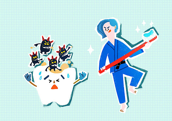 PSD 여자 일러스트 의학 건강 한명 성인 양치 치아 위생 칫솔 치약 박테리아 국내일러스트 1 사람 위생용품 청결 소화기관 파일형식