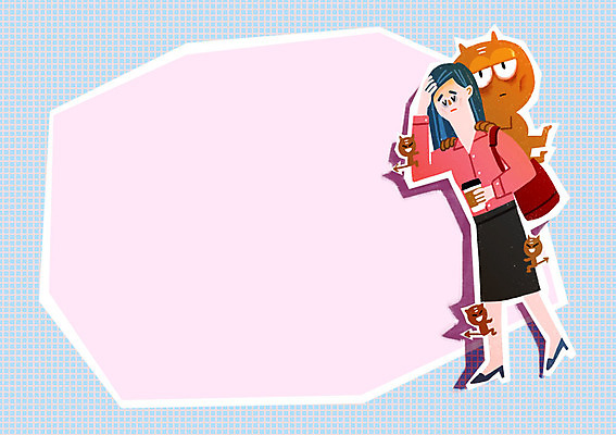 PSD 여자 일러스트 의학 프레임 건강 피곤 한명 성인 직장인 위생 박테리아 만성피로 만성피로증후군 프레임일러스트 국내일러스트 직업 1 컨셉 사람 파일형식