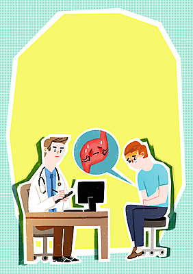 PSD 남자 의자 일러스트 의학 프레임 건강 성인 두명 컴퓨터 진료 의사 위생 책상 박테리아 위염 프레임일러스트 국내일러스트 가구 사람 전자제품 의료진 염증 파일형식