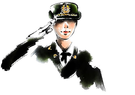 PSD 여자 일러스트 캘리그라피 한명 서기 상반신 성인 경례 여경 성인여자한명만 국내일러스트 1 모션 사람 인사 경찰 여자한명만 성인여자만 파일형식