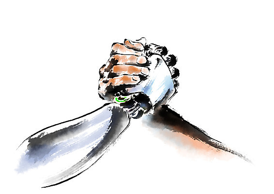 PSD 손 일러스트 캘리그라피 한명 신체부위 손잡기 로봇 팔씨름 로봇팔 4차산업 국내일러스트 1 산업 모션 놀이 사람 파일형식