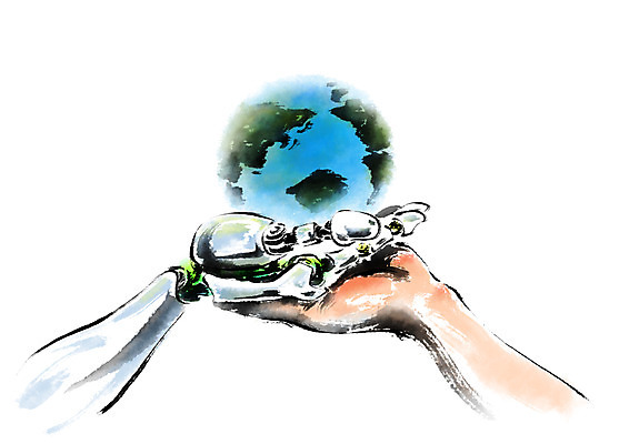 PSD 손 지구 일러스트 캘리그라피 한명 들기 신체부위 로봇 로봇팔 4차산업 국내일러스트 1 산업 모션 사람 파일형식