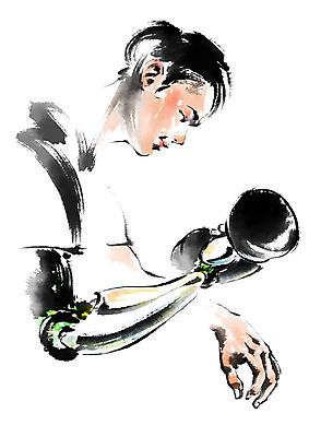 PSD 여자 일러스트 캘리그라피 한명 상반신 운동 아령 의수 의료로봇 국내일러스트 1 의학 건강 사람 로봇 파일형식