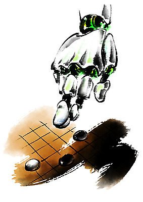 PSD 일러스트 캘리그라피 사람없음 로봇 바둑 바둑알 로봇팔 4차산업 국내일러스트 산업 놀이 파일형식