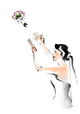 PSD 여자 행복 신부 웨딩드레스 결혼 일러스트 캘리그라피 한명 서기 상반신 성인 던지기 부케던지기 국내일러스트 1 드레스 감정 모션 사람 이벤트 파일형식