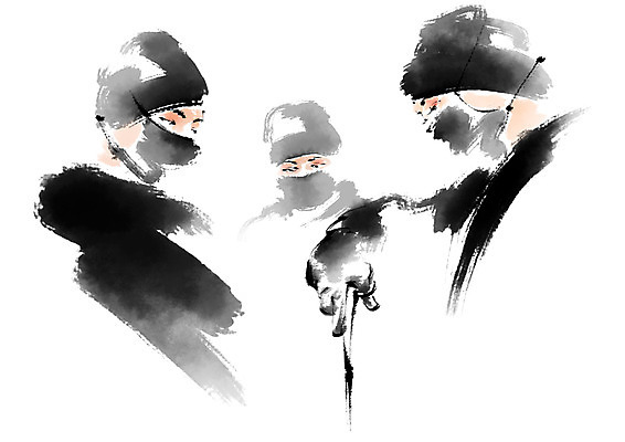 PSD 여자 남자 일러스트 캘리그라피 의학 성인 세명 의사 수술 수술용가위 성인만 국내일러스트 가위_도구 사람 치료 의료진 의료용품 파일형식