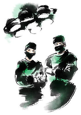 PSD 여자 남자 일러스트 캘리그라피 의학 상반신 성인 두명 의사 수술복 국내일러스트 사람 의료진 가운 파일형식