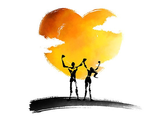 전신 PSD 한국전통 여자 남자 일러스트 캘리그라피 서기 두명 노을 손잡기 하트 국내일러스트 자연요소 모양 전통 모션 한국 사람 파일형식