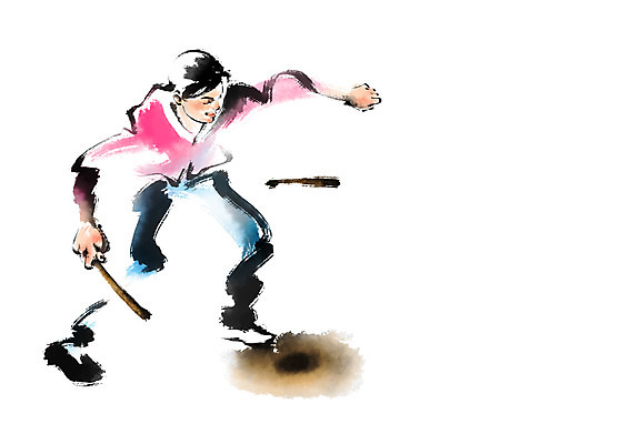 전신 PSD 한국전통 남자 일러스트 캘리그라피 한명 서기 성인 전통놀이 자치기 성인남자한명만 국내일러스트 1 전통 모션 놀이 한국 사람 남자한명만 성인남자만 파일형식