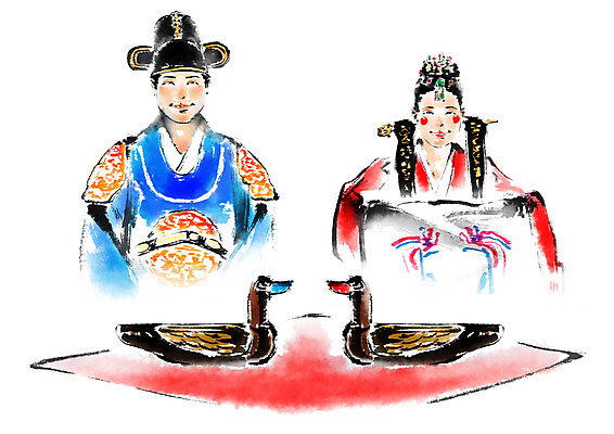 전신 PSD 부부 여자 남자 행복 결혼 일러스트 캘리그라피 앉기 성인 두명 다정 한복 전통혼례 성인만 국내일러스트 한국전통 커플 감정 컨셉 모션 사람 이벤트 전통의상 전통의례 파일형식