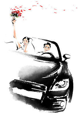 PSD 부부 여자 남자 행복 부케 결혼 일러스트 캘리그라피 자동차 상반신 성인 두명 다정 신혼여행 웨딩카 성인만 국내일러스트 커플 감정 육상교통 꽃다발 컨셉 사람 이벤트 파일형식