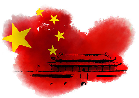 PSD 일러스트 캘리그라피 사람없음 중국 오성홍기 천안문 국내일러스트 아시아 국기 베이징 파일형식