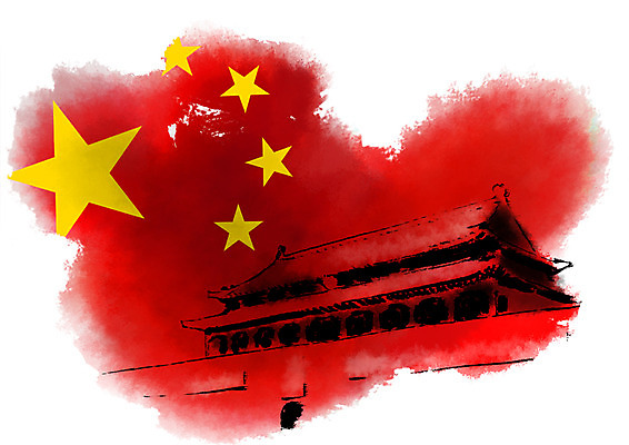 PSD 일러스트 캘리그라피 사람없음 중국 오성홍기 천안문 국내일러스트 아시아 국기 베이징 파일형식