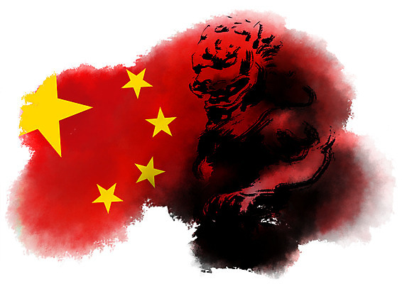 PSD 일러스트 캘리그라피 사람없음 중국 오성홍기 해태 국내일러스트 아시아 국기 파일형식