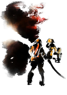 전신 PSD 남자 일러스트 캘리그라피 불 서기 성인 두명 소방관 화재 성인남자만 국내일러스트 자연요소 모션 사람 구조원 소방 사건 남자만 성인만 파일형식