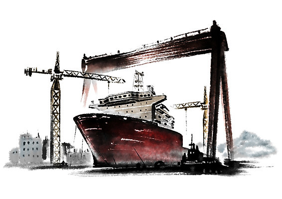 PSD 일러스트 캘리그라피 사람없음 항구 조선소 기중기 선박 국내일러스트 산업 수상교통 교통시설 중장비 파일형식