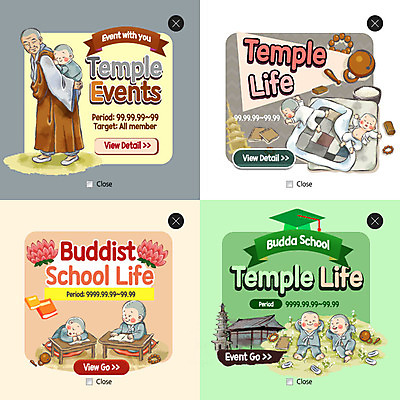 PSD 템플릿 남자 종교 어린이 웹템플릿 불교 팝업 웹팝업 연꽃 여러명 성인 세트 승려 동자승 목탁 레이어팝업 이미지템플릿 꽃 다수 사람 성직자 불교용품 파일형식