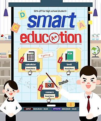 PSD 템플릿 여자 교육 남자 웹템플릿 이벤트페이지 이벤트 성인 두명 책 카메라 칠판 계산기 프레젠테이션 칠판지우개 이미지템플릿 문구용품 사람 전자제품 장비 페이지 파일형식