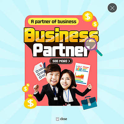 PSD 템플릿 여자 남자 웹템플릿 서류가방 비즈니스 돋보기 팝업 웹팝업 성인 두명 동전 한국인 비즈니스맨 비즈니스우먼 돈자루 레이어팝업 이미지템플릿 돈 가방 사람 동양인 직장인 파일형식