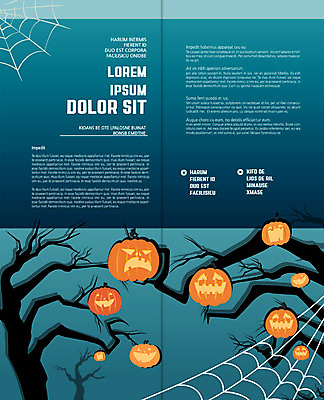PSD 나무 템플릿 편집 표지디자인 북디자인 출판디자인 내지 리플렛 2단접지 북커버 팜플렛 사람없음 할로윈 거미줄 잭오랜턴 이미지템플릿 식물 파일형식