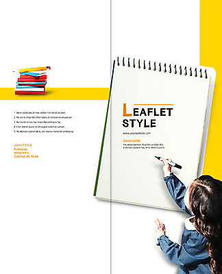 PSD 템플릿 편집 표지디자인 북디자인 출판디자인 여자 어린이교육 교육 표지 어린이 리플렛 2단접지 북커버 한명 팜플렛 상반신 책 연필 공책 한국인 매직펜 이미지템플릿 1 문구용품 학용품 사람 동양인 필기구 파일형식