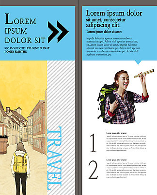 PSD 템플릿 편집 표지디자인 북디자인 출판디자인 여자 내지 리플렛 여행 2단접지 북커버 배낭 팜플렛 상반신 20대 성인 두명 뒷모습 일안경 한국인 관찰 배낭여행 이미지템플릿 뷰포인트 가방 모션 사람 동양인 청년 망원경 파일형식