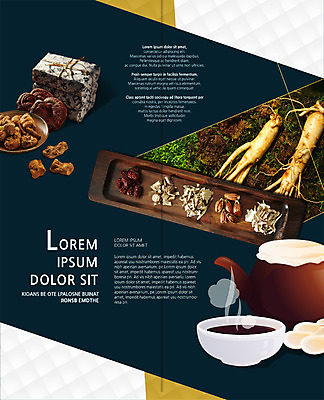 PSD 템플릿 편집 표지디자인 북디자인 출판디자인 내지 리플렛 2단접지 북커버 의학 팜플렛 사람없음 버섯 한의학 한약재 사발 인삼 대추 약탕기 약첩 한약첩 이미지템플릿 주방용품 약재 삼 사기그릇 파일형식