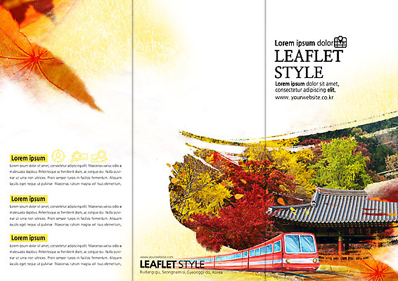 PSD 나무 템플릿 편집 표지디자인 북디자인 출판디자인 표지 리플렛 여행 단풍 낙엽 북커버 3단접지 한옥 팜플렛 사람없음 기차 가을 가을여행 국내여행 기차여행 이미지템플릿 식물 한국전통 계절 육상교통 고건축 잎 대중교통 파일형식 가을_계절