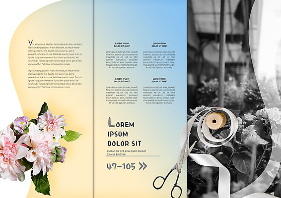 PSD 템플릿 편집 표지디자인 북디자인 출판디자인 꽃 리본 내지 리플렛 북커버 3단접지 가위 팜플렛 사람없음 원예 이미지템플릿 식물 문구용품 취미 파일형식