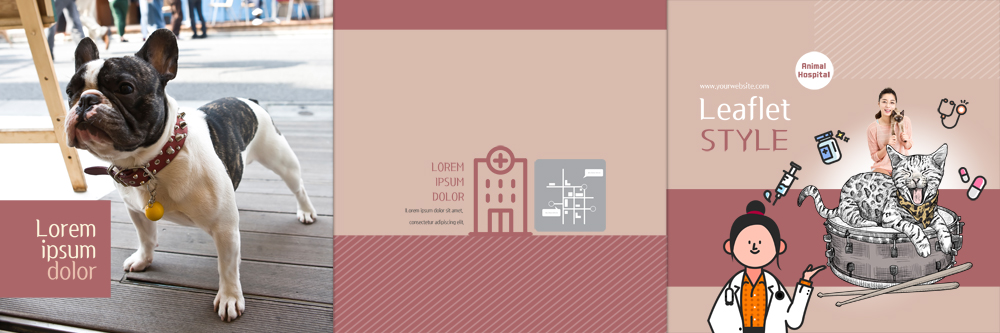 PSD 템플릿 편집 라이프스타일 표지디자인 북디자인 출판디자인 여자 표지 리플렛 북커버 3단접지 팜플렛 상반신 성인 두명 반려동물 고양이 한국인 개 동물병원 수의사 반려 이미지템플릿 동물 포유류 병원 사람 동양인 생활 의사 파일형식