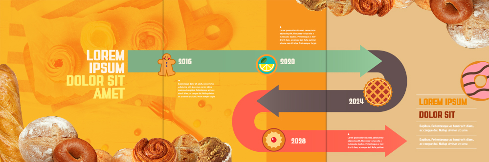 PSD 템플릿 편집 표지디자인 북디자인 출판디자인 화살표 내지 음식 빵 리플렛 포크 북커버 3단접지 팜플렛 사람없음 도넛 바게트 컵케이크 머핀 와플 진저쿠키 이미지템플릿 식기 디저트 쿠키 케이크 파일형식