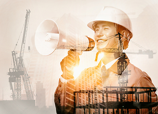 JPG 편집 편집이미지 직업 남자 노동자 한명 미소 성인 햇빛 확성기 건설현장 한국인 안전모 디지털합성 기중기 합성 근로자의날 디지털아트 다중노출 건설근로자 편집실사 1 기념일 건설업 촬영기법 표정 사람 동양인 태양 중장비 헬멧 안전장비 CG 파일형식