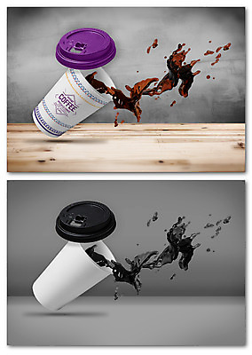 PSD 편집 편집이미지 커피 사람없음 종이컵 알림 홍보물 쏟아짐 기업홍보 목업 브랜딩 이미지편집 음료 모션 컵 일회용 파일형식