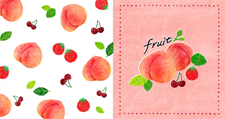 PSD 패턴 과일 일러스트 방울토마토 사람없음 패턴백그라운드 앵두 복숭아 아기자기 제철과일 국내일러스트 열매 백그라운드 컨셉 무늬 토마토 제철 파일형식